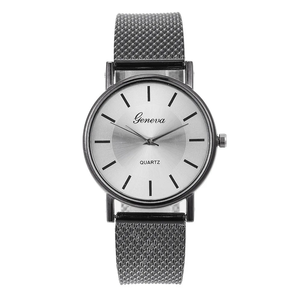 MOONBIFFY - Montre Femme Luxe Quartz - Acier Inoxydable - Cadran Doré - Casual Élégant