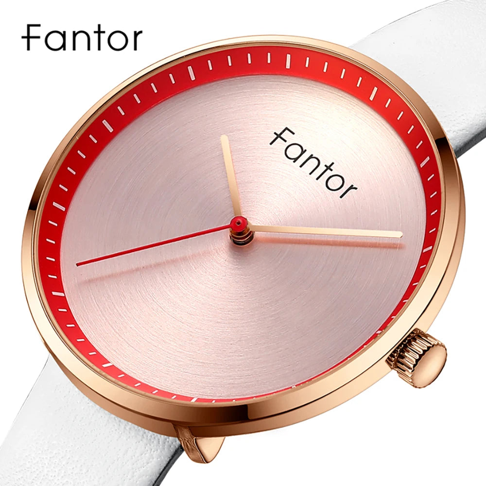 FANTOR - Montre Femme Minimaliste Luxe - Cadran Vert - Bracelet Cuir - Étanche 3 ATM - Mouvement Japonais