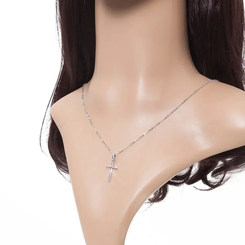 Collier Pendentif Croix Zircon - Or/Argent - Bijou Tendance Mixte