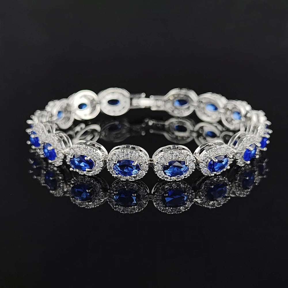 Bracelet Luxe Zircone Cubique Femme - Bleu Rouge Vert Noir Anniversaire