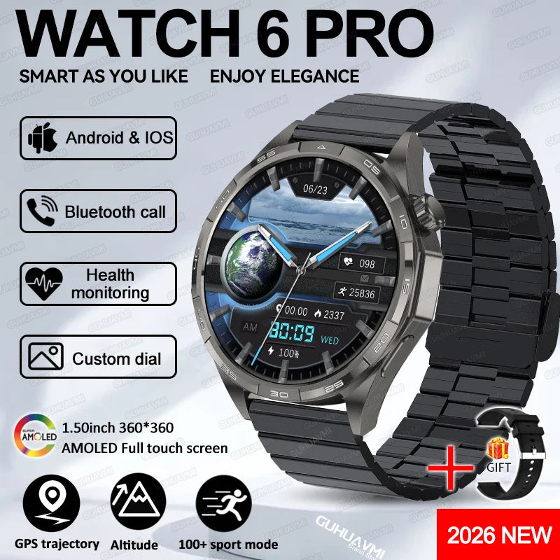 Montre Connectée Saphir 2026 GPS Homme Femme - Appels Bluetooth & Assistant Vocal