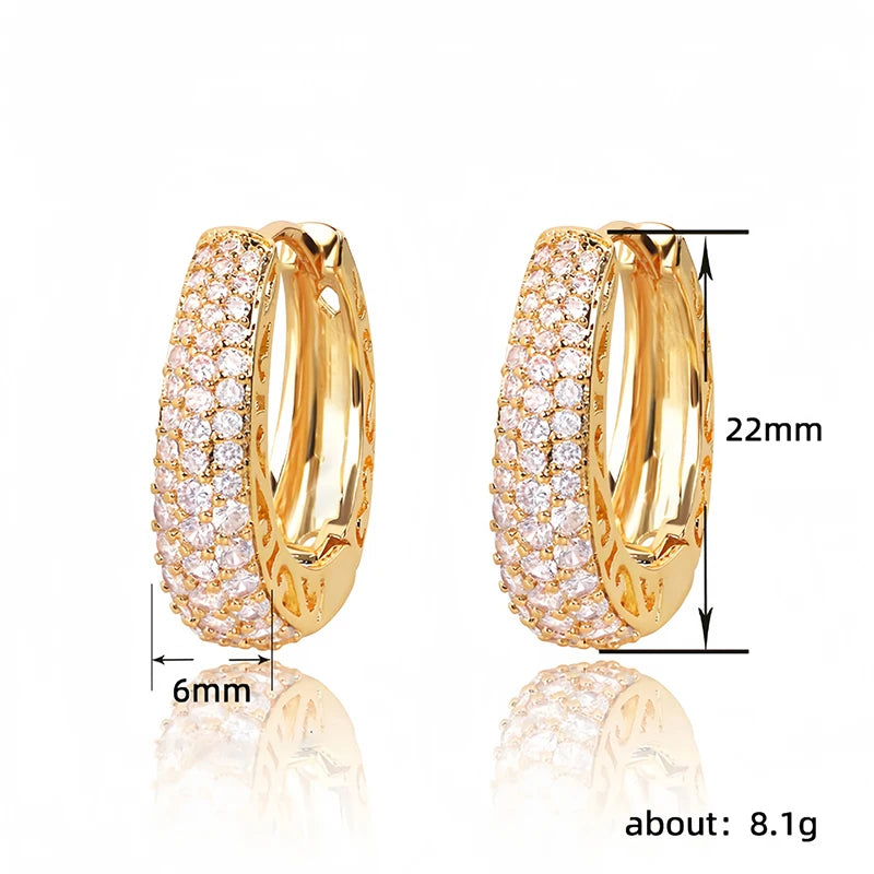 Boucles d'Oreilles Femmes Pendantes Zircon Doré - Bijou Femme Élégant