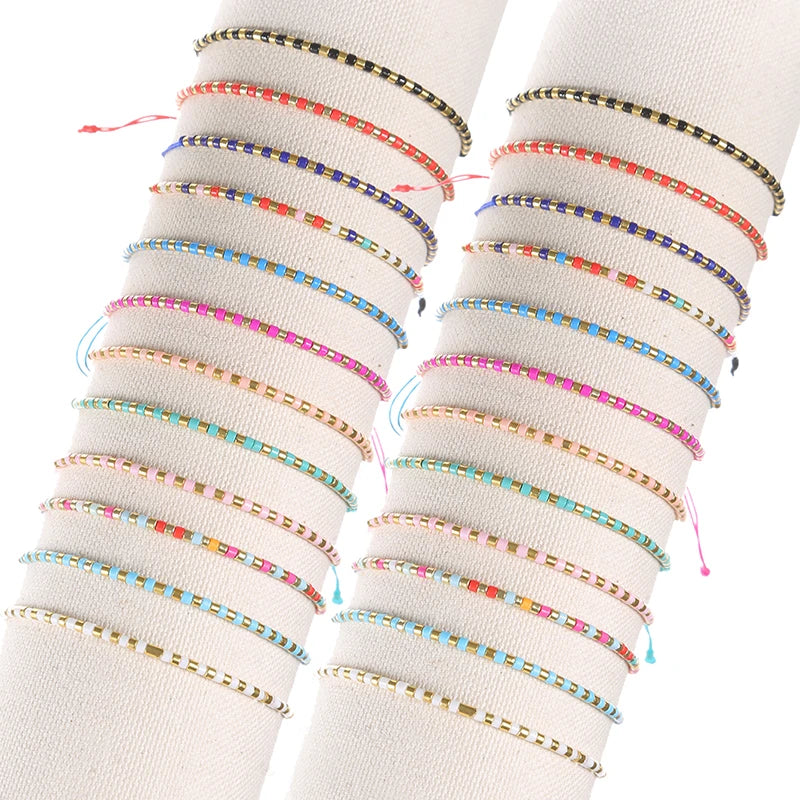 Ensemble 12 Bracelets Multicolores Perles Ajustables Femme Fille - Corde