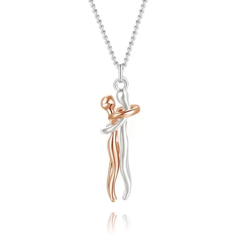 Collier Pendentif Couple Enlacé Hip Hop - Bijou Unisexe Promesse