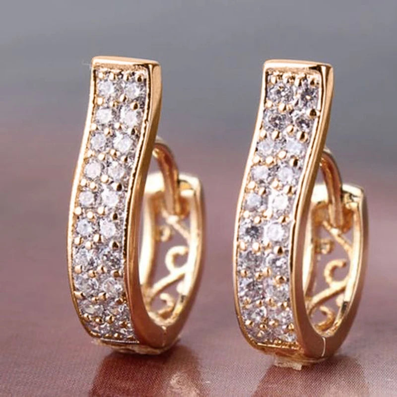Boucles d'Oreilles Femmes Design Unique Ajourées Zircon - Bijou Femme Luxe