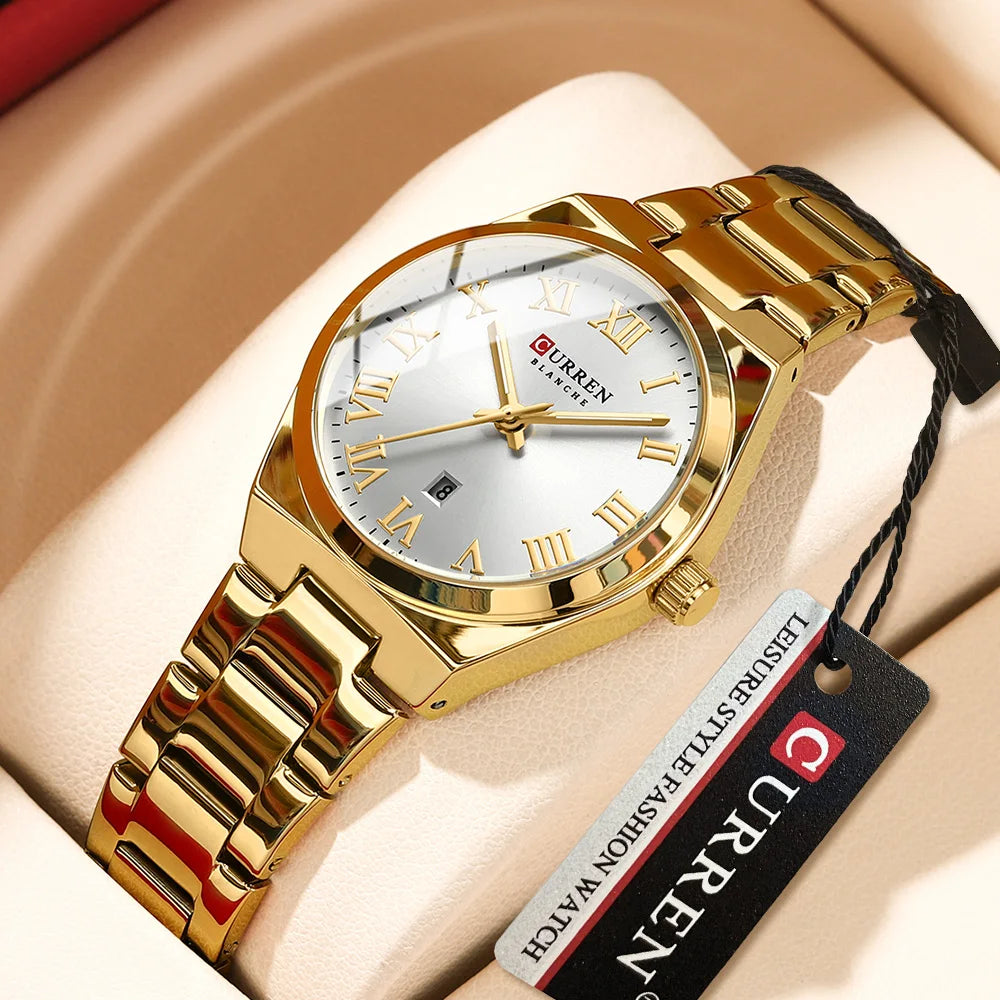 Montre Femme CURREN Mode - Acier Inoxydable Or Étanche Quartz Romantique