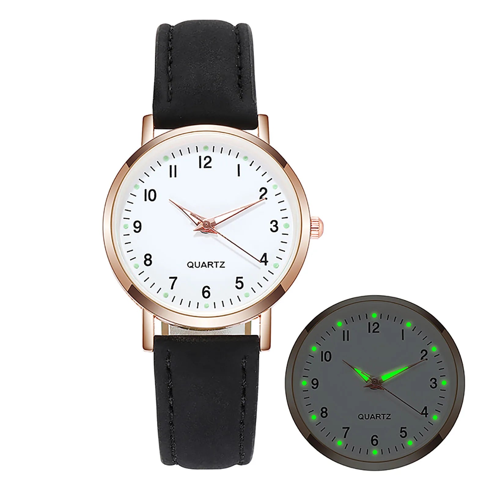 MOONBIFFY - Montre Femme Mode Cuir - Chiffres Arabes - Lumineux - Étanche 3 ATM - Casual Élégant