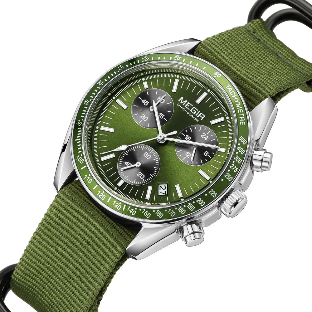 MEGIR - Montre Homme 2247 Chronographe Sport Canvas