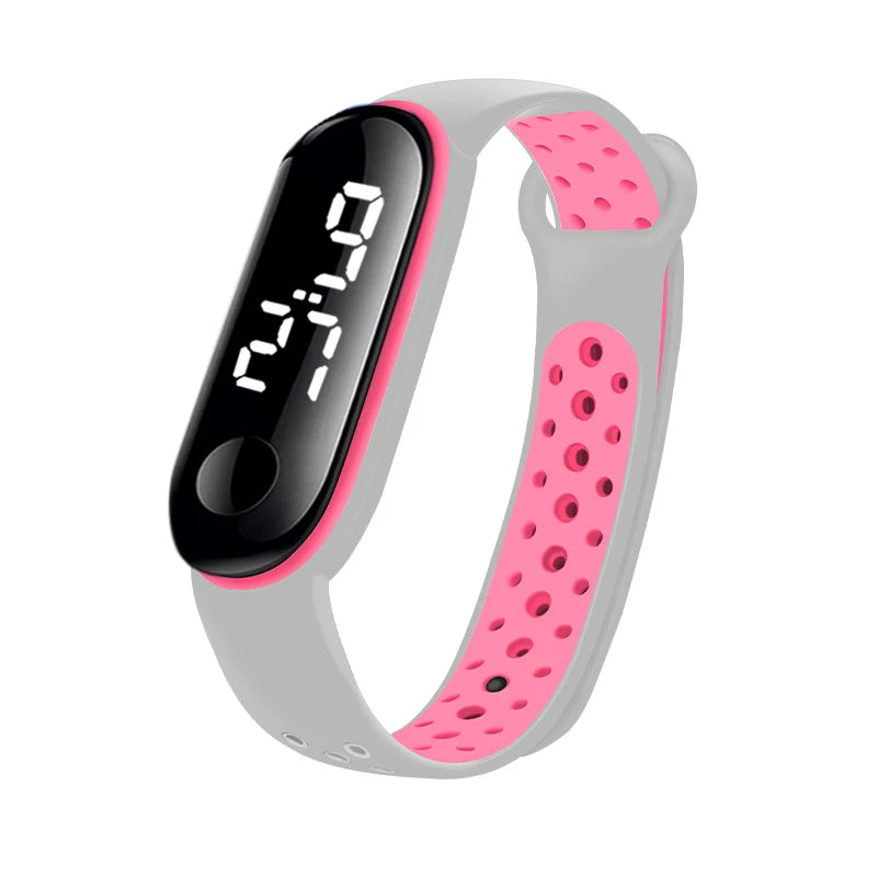MOONBIFFY - Montre Enfant LED Digitale Sport - Bracelet Silicone Bicolore - Étanche 3 ATM