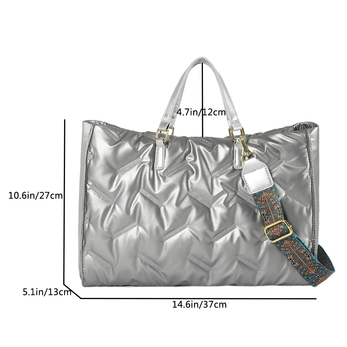 Sac à Main Femme Matelassé Nylon - Cabas Fourre-Tout Rembourré Hiver Designer