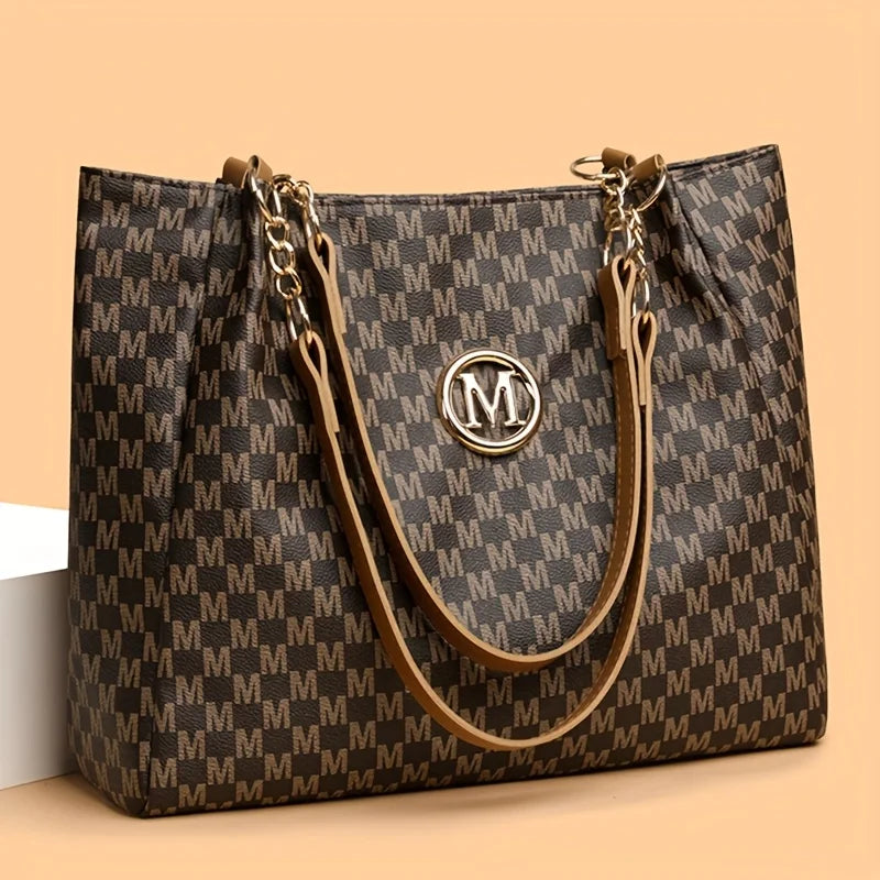 Sac à Main Femme Fourre-Tout Vintage Géométrique Lettre M - Grand Cabas Shopping Andralyn