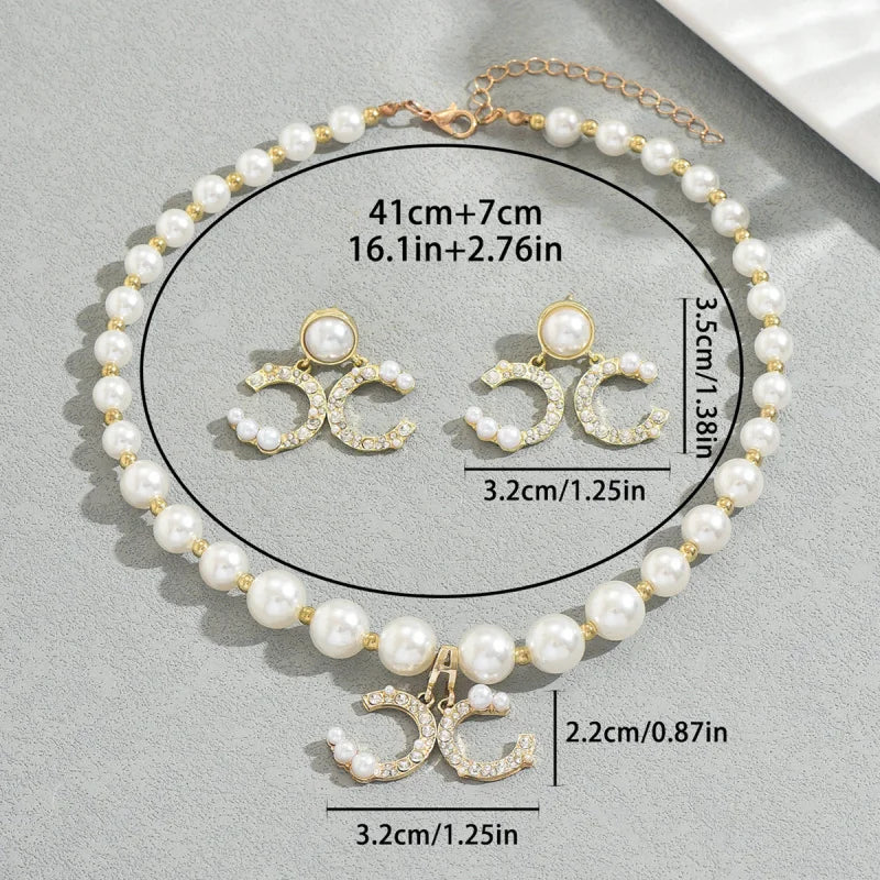 Collier et Boucles d'Oreilles Vintage - Parure Bijoux Femme Luxe