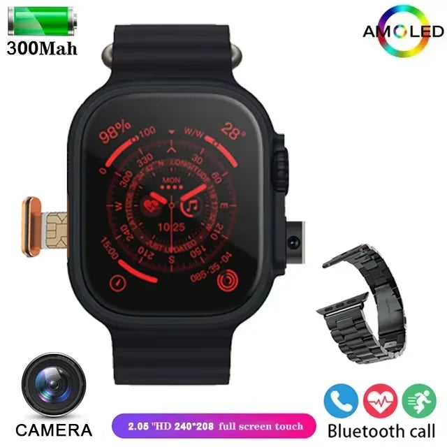 Montre Homme Connectée T83 Pro 2026 – 4G Android 10.0, Écran AMOLED 1.96", Caméra 200W, GPS & 100+ Sports