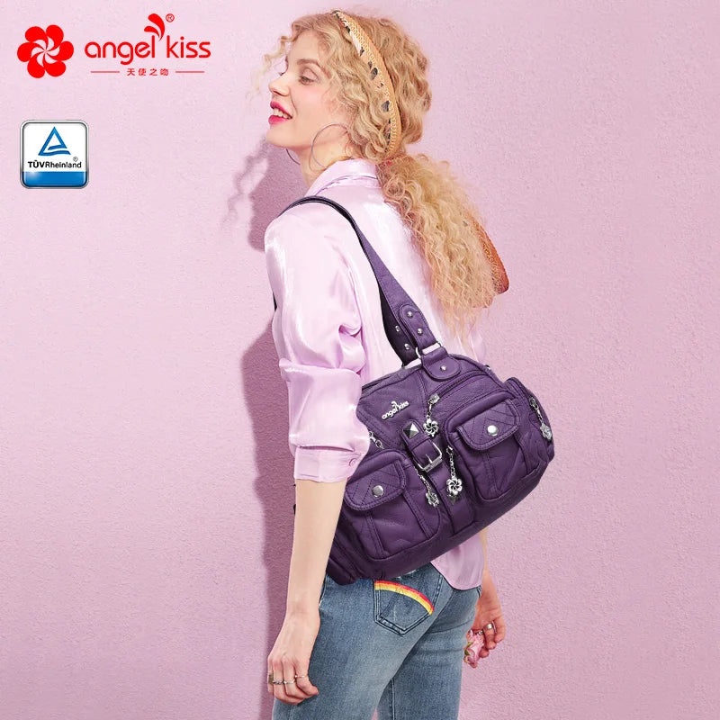 Sac à Main Femme Multi-Poches Lycra - Sac Bandoulière Dumpling 20×28cm