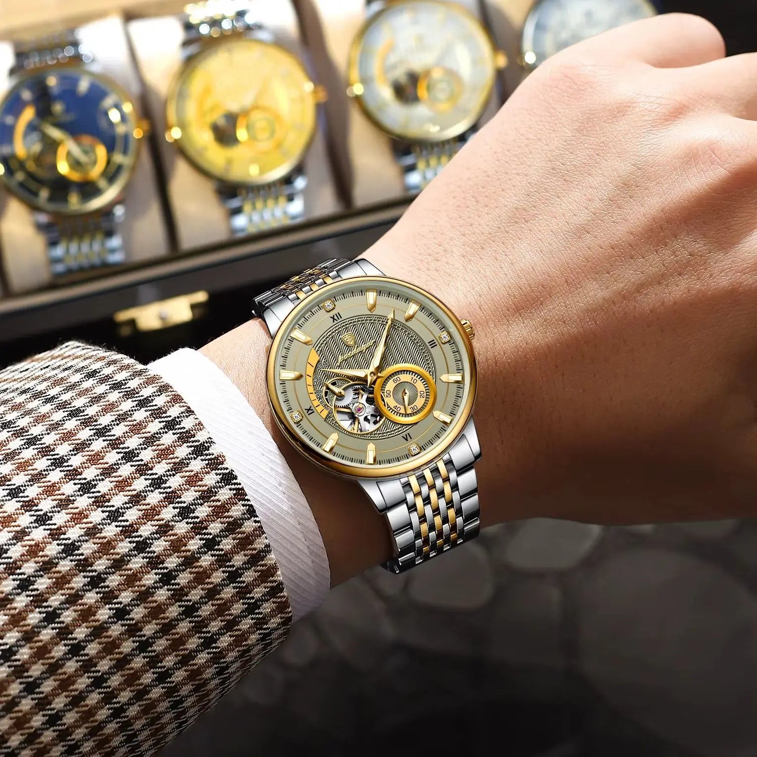Montre Automatique Homme POEDAGAR Luxe - Tourbillon Squelette Verre Saphir
