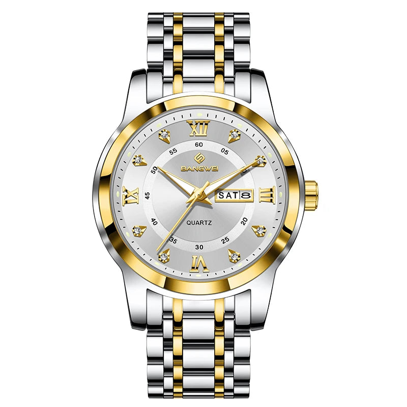 Montre Femme LIGE 2026 Diamant - Acier Inoxydable, Bracelet Créatif, Étanche 3 ATM, Calendrier Lumineux