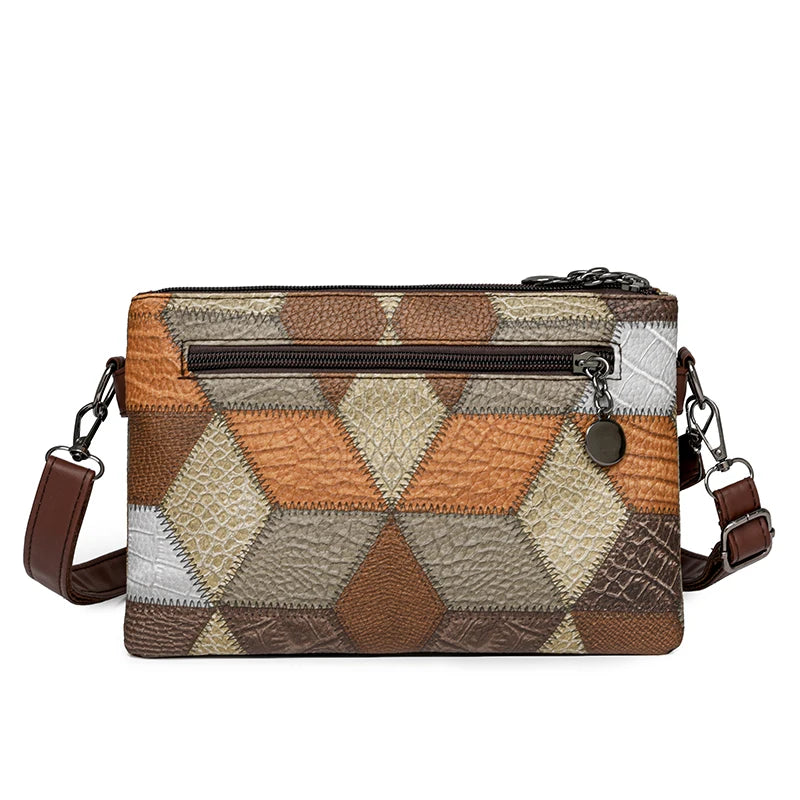Sac à Main Femme Designer Vintage Cuir PU Patchwork - Sac Bandoulière Classique