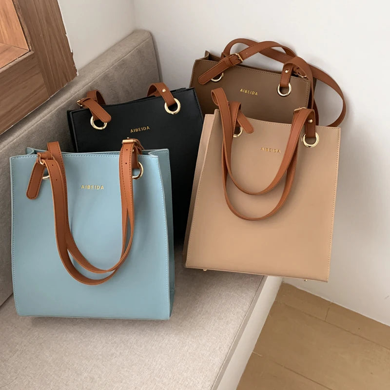 Sac à Main Femme Grande Capacité Cuir PU - Cabas Élégant Designer Poignée