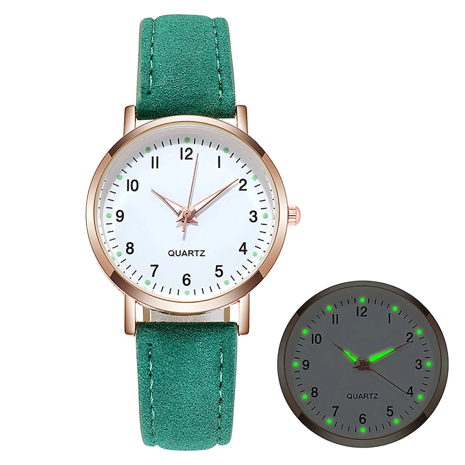 MOONBIFFY - Montre Femme Mode Cuir - Chiffres Arabes - Lumineux - Étanche 3 ATM - Casual Élégant