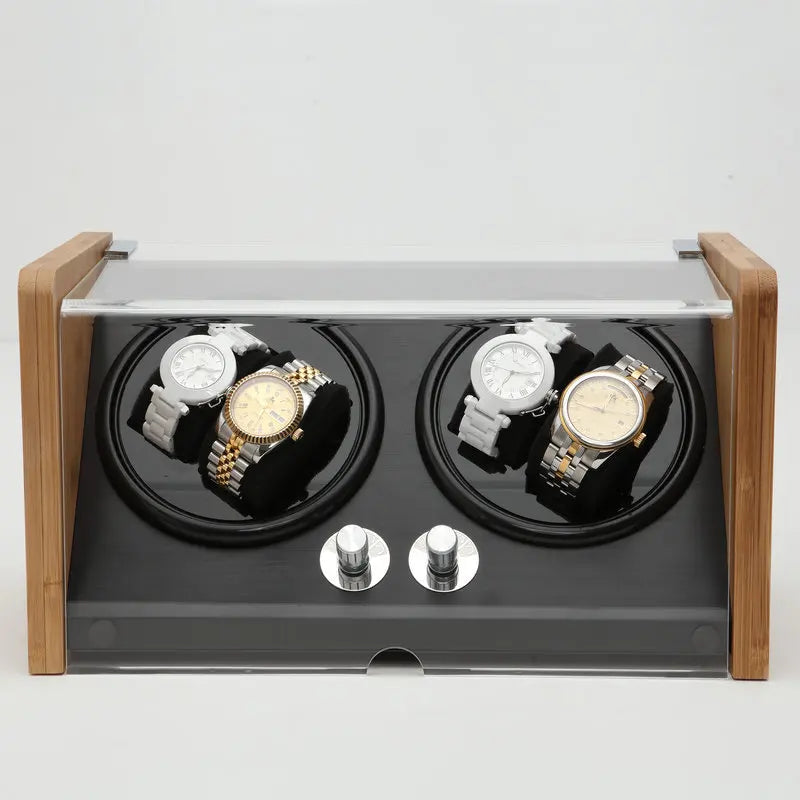 Remontoir à Montres Automatique Bois YPAY 4+0 - Silencieux - Bambou - Rotation - Luxe - Fibre Carbone