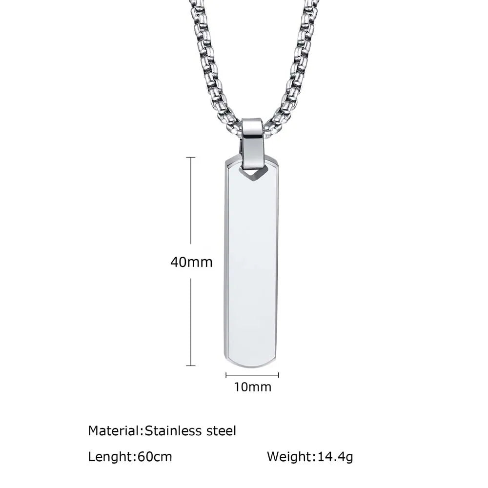 Collier Chaîne Clavicule Homme Barre Rectangle Géométrique - Acier Inoxydable Tendance