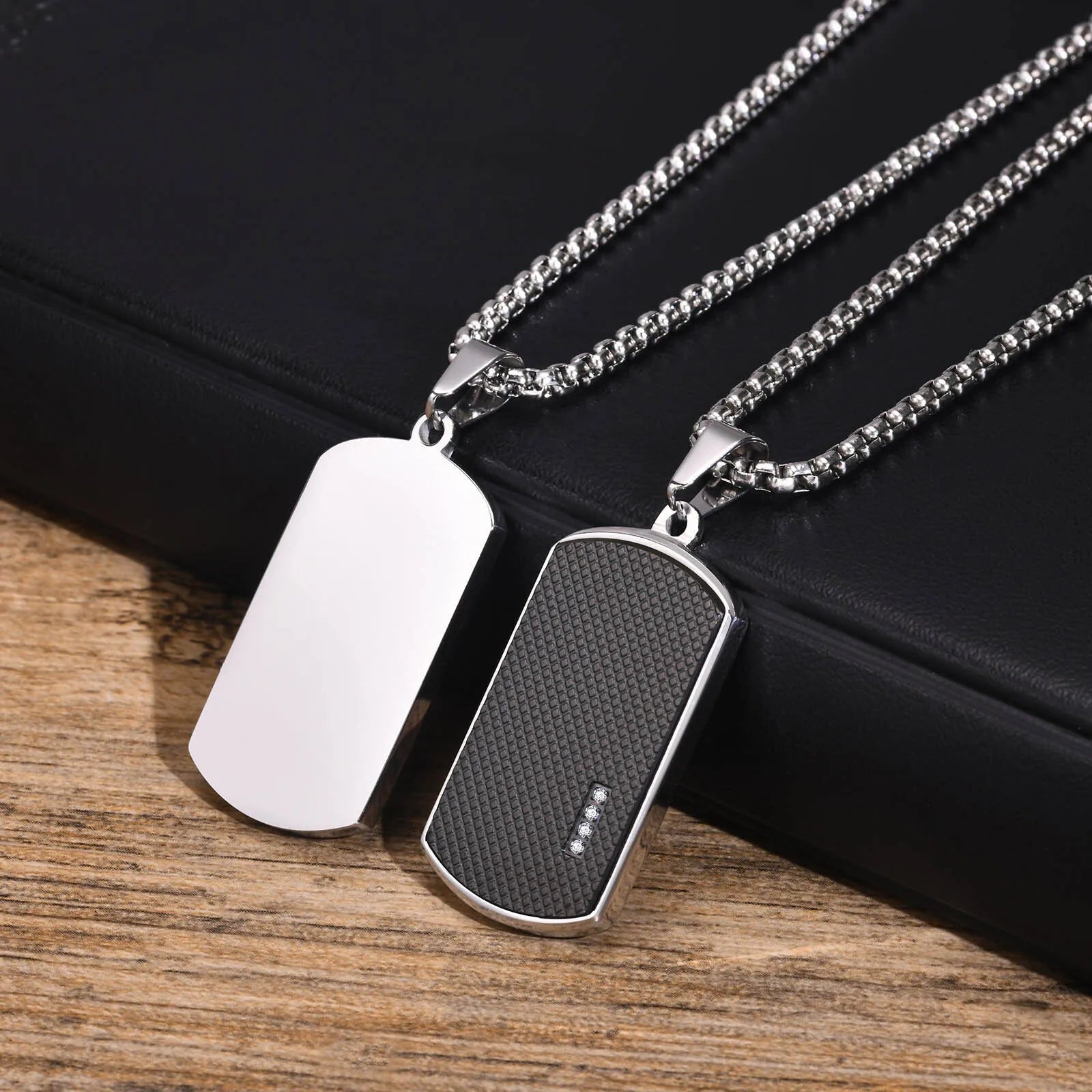 Collier Pendentif Plaque Militaire Homme - Acier Inoxydable Étanche Dog Tag