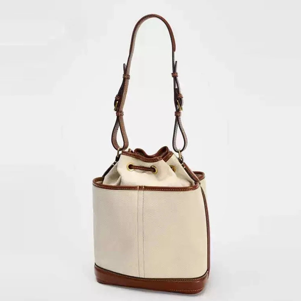 Sac à Main Femme - Seau Femme Denim Toile - Sac Bandoulière Designer Cordon Coulissant 2025