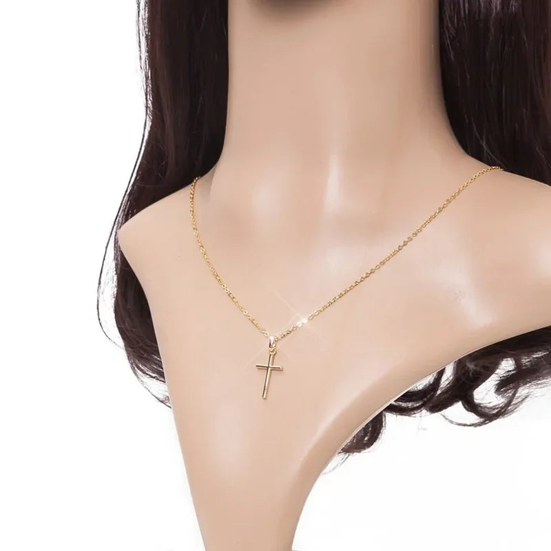 Collier Pendentif Croix Zircon - Or/Argent - Bijou Tendance Mixte