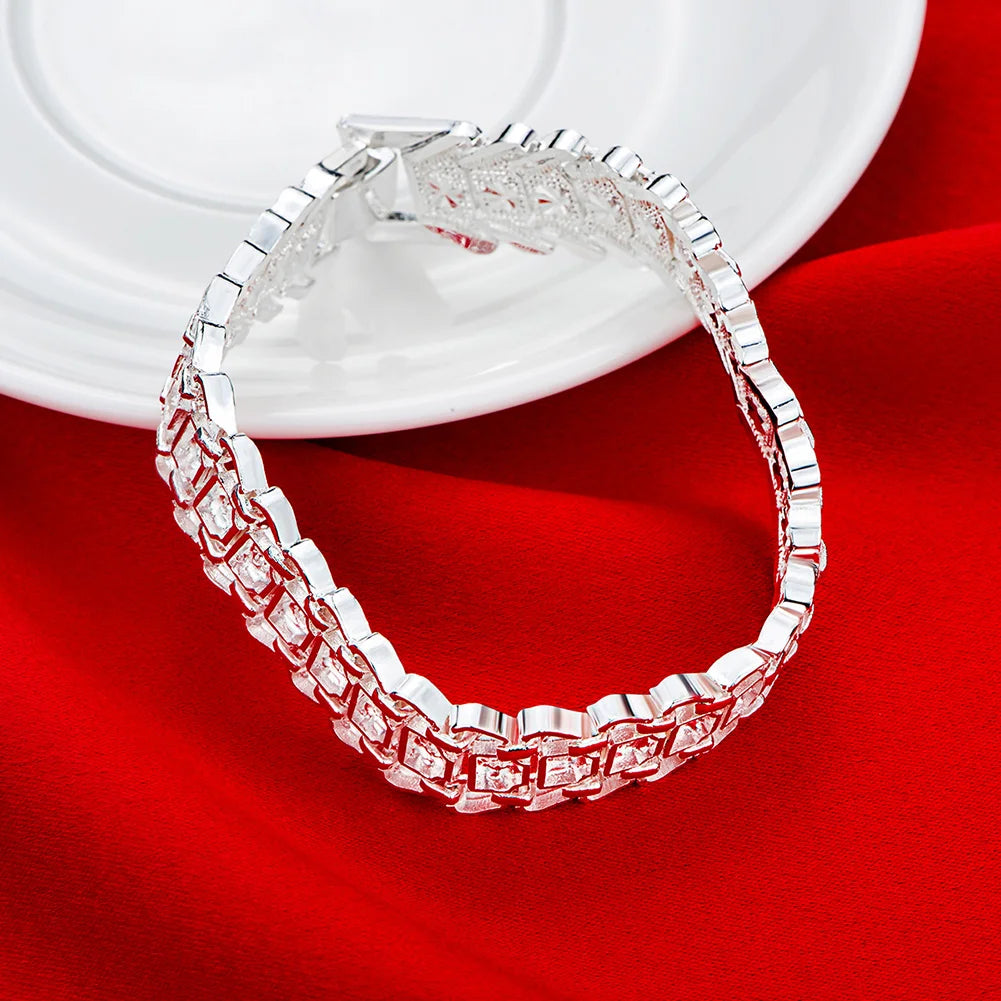 Bracelet Argent Sterling 925 Homme Chaîne Noble Classique - Mariage Fête