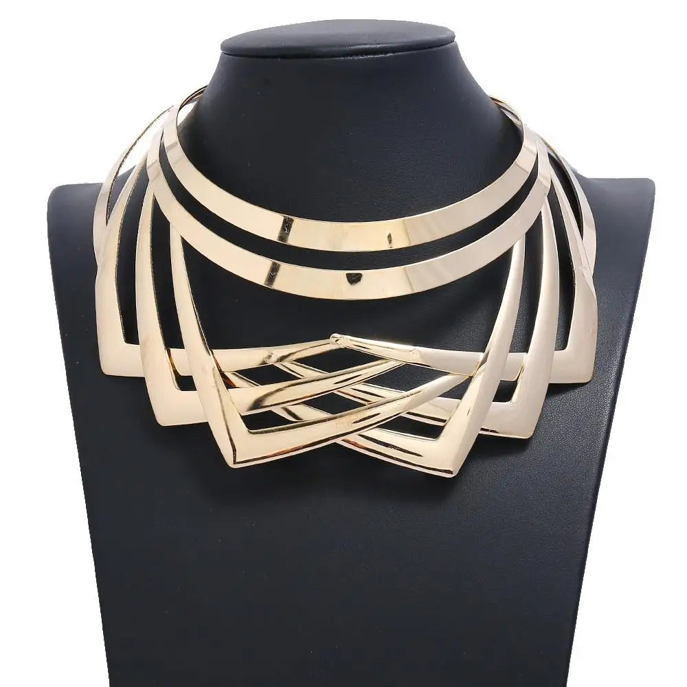 Collier Femme Maxi Statement Chunky Choker - Bijou Luxe Couleur Or Tendance Punk
