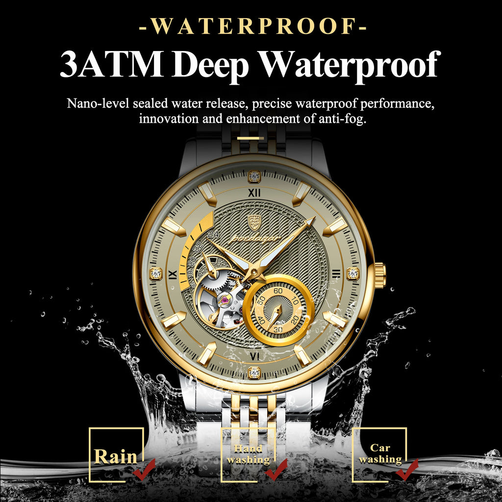 Montre Automatique Homme POEDAGAR Luxe - Tourbillon Squelette Verre Saphir