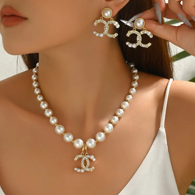 Collier et Boucles d'Oreilles Vintage - Parure Bijoux Femme Luxe