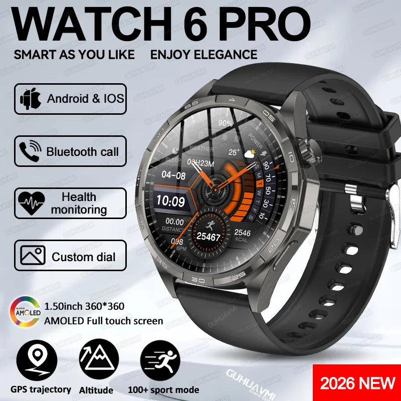 Montre Connectée Saphir 2026 GPS Homme Femme - Appels Bluetooth & Assistant Vocal