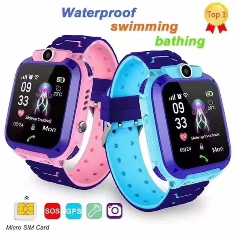 MOONBIFFY - Montre Enfant Intelligente 4G - Mini Téléphone avec Appel, SOS, Caméra,  Cadeau Anniversaire Noël Fille Garçon