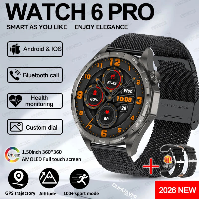 Montre Connectée Saphir 2026 GPS Homme Femme - Appels Bluetooth & Assistant Vocal