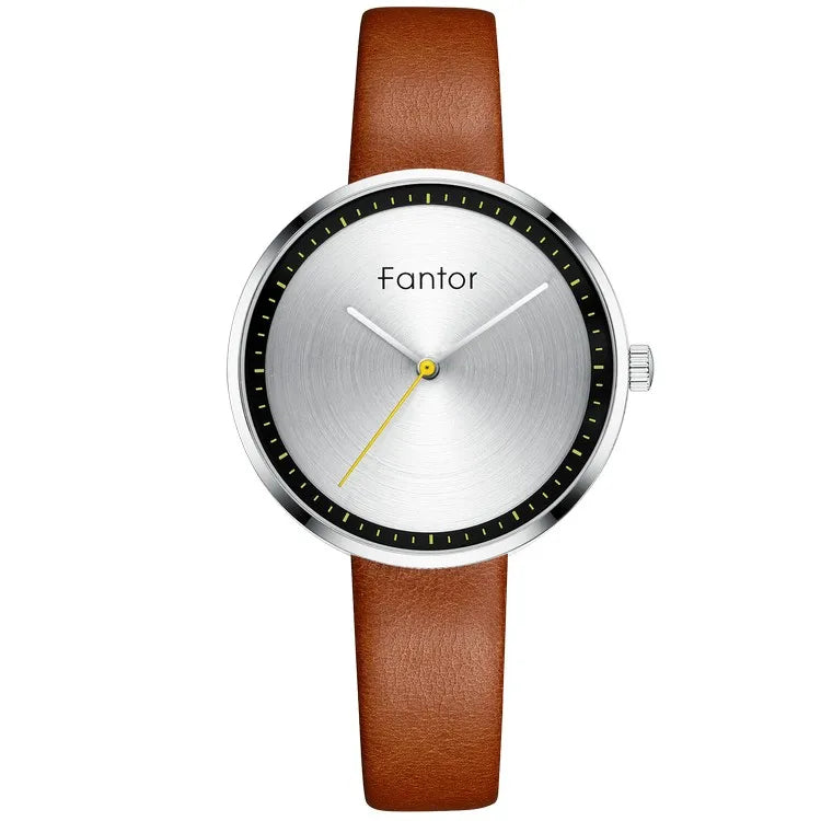 FANTOR - Montre Femme Minimaliste Luxe - Cadran Vert - Bracelet Cuir - Étanche 3 ATM - Mouvement Japonais