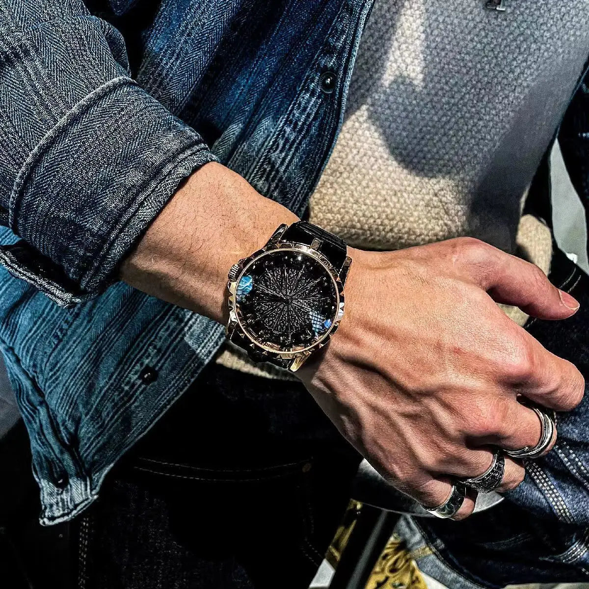 NOUVEAUTES 2026 !!! - Montre Homme Luxe Douze Chevaliers Table Ronde - Concept Trou de Ver Zodiac