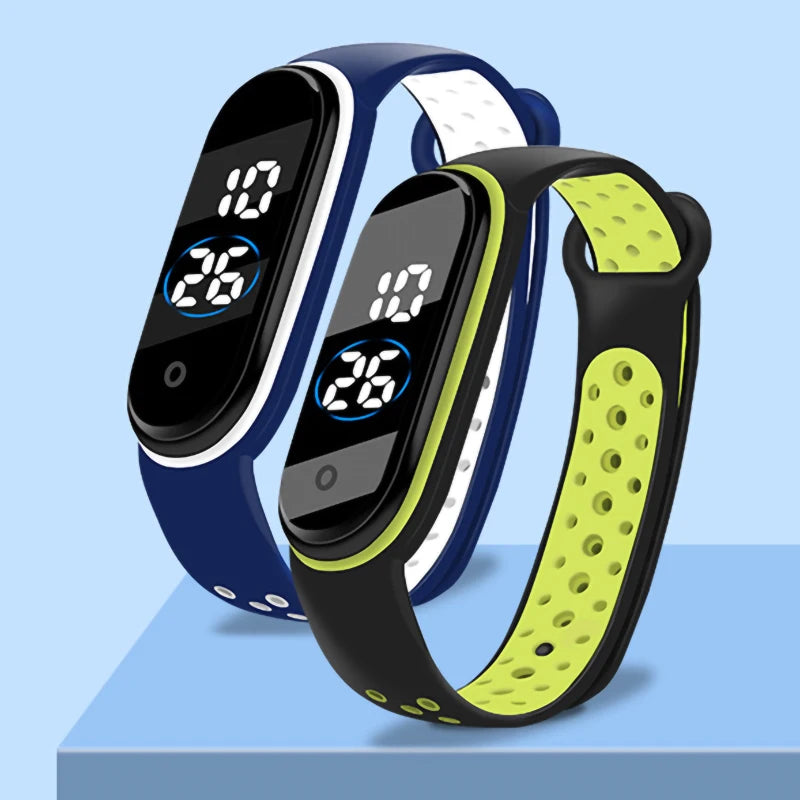 MOONBIFFY - Montre Enfant LED Digitale Sport - Bracelet Silicone Bicolore - Étanche 3 ATM