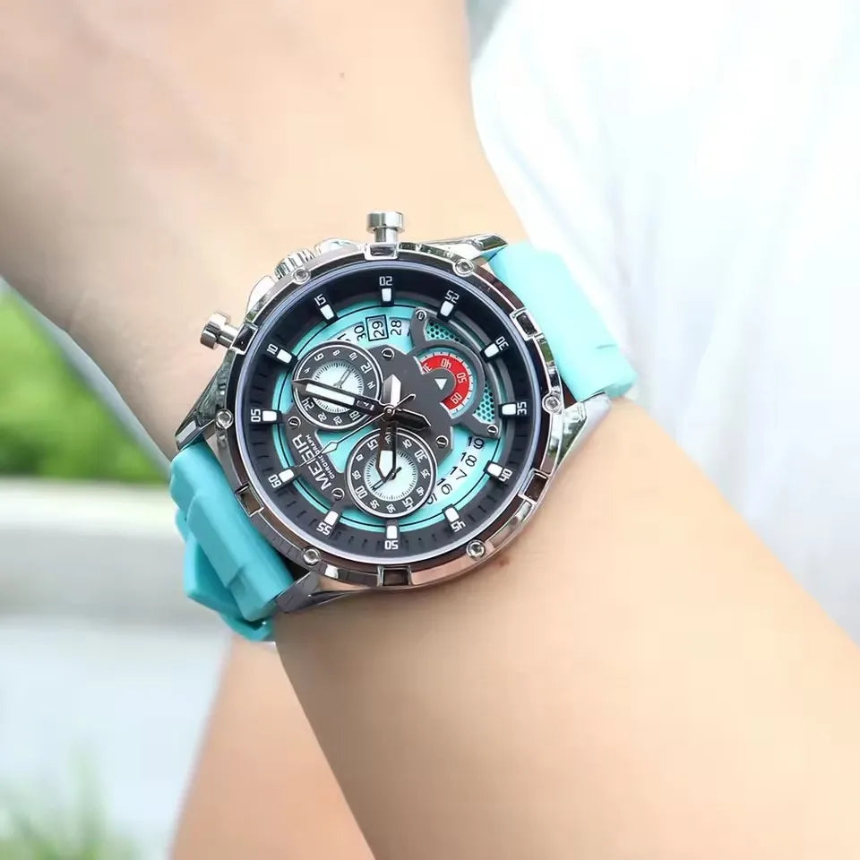 MEGIR - Montre Homme 2248 Chronographe Sport Silicone Lumineux