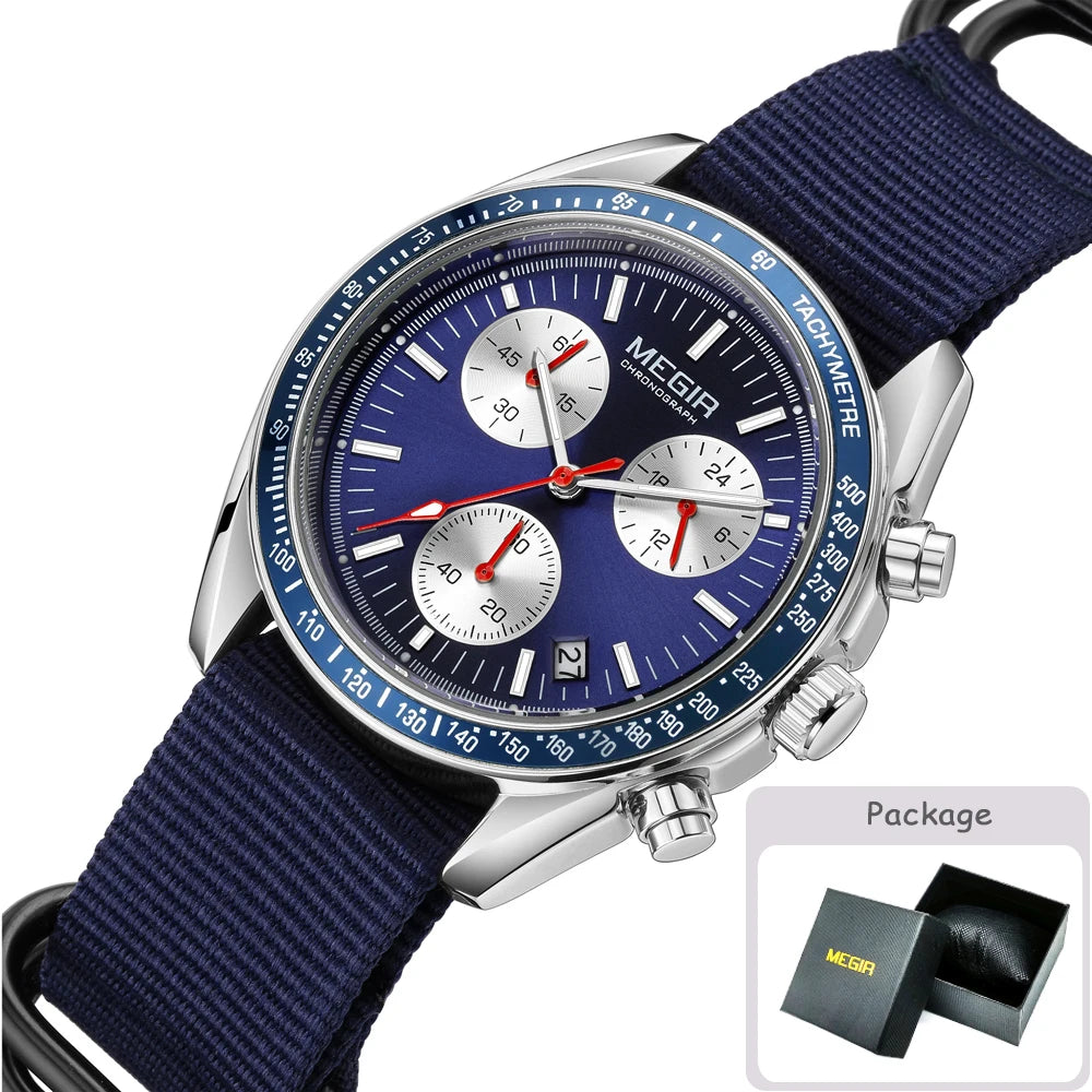 MEGIR - Montre Homme 2247 Chronographe Sport Canvas