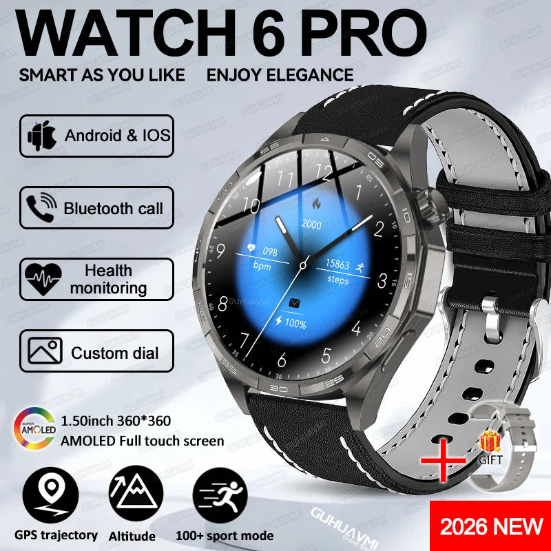 Montre Connectée Saphir 2026 GPS Homme Femme - Appels Bluetooth & Assistant Vocal