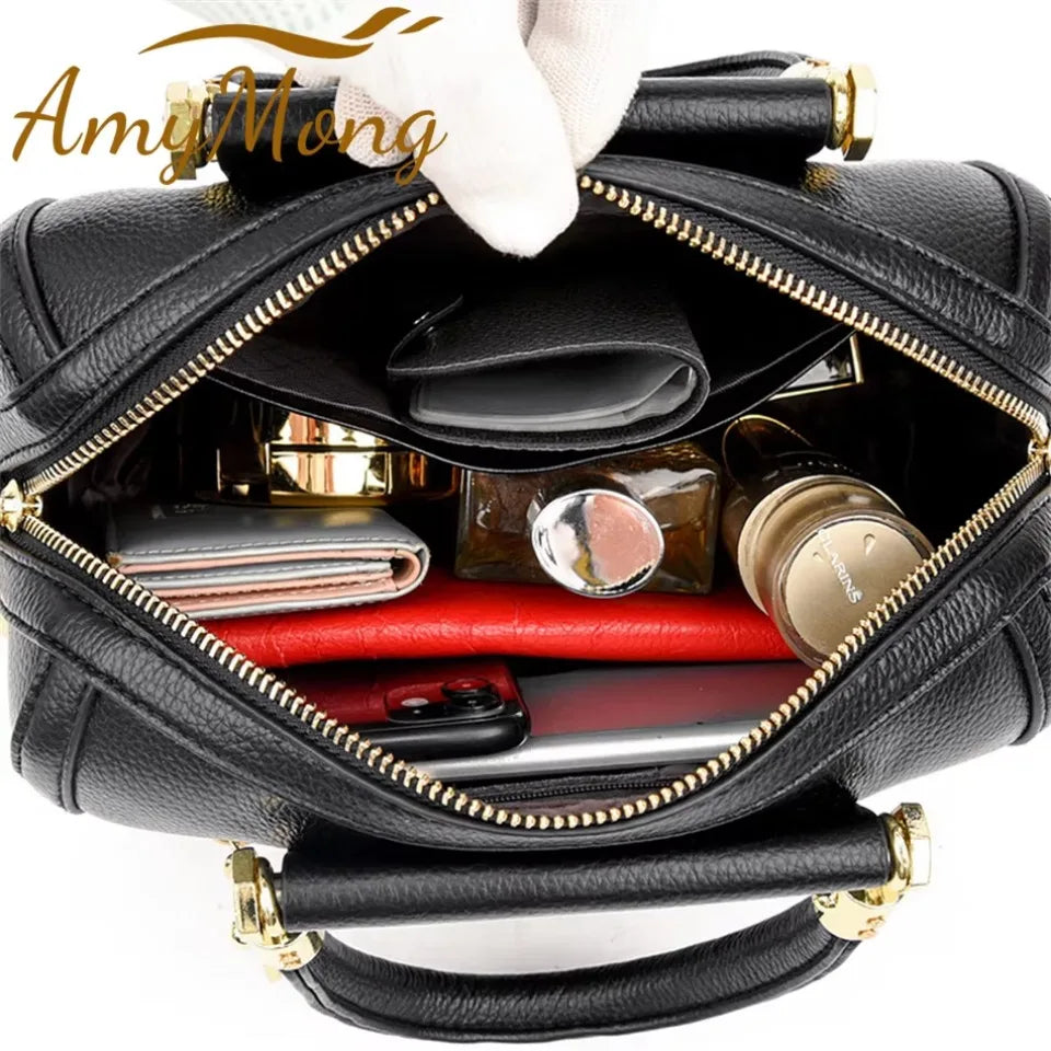 Sac à Main Femme Boston Cuir PU Luxe 2025 - Grand Sac à Main Bandoulière AMYMANG