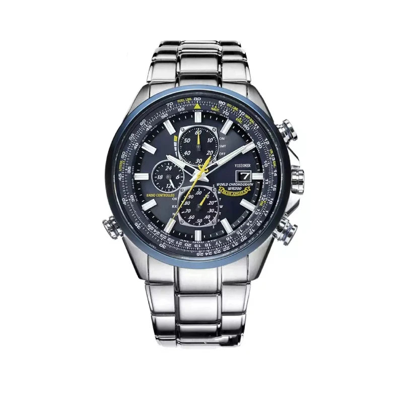 Montre Homme Luxe Quartz 2026 - Acier Inoxydable, Calendrier, Chronographe, Étanche 3 ATM