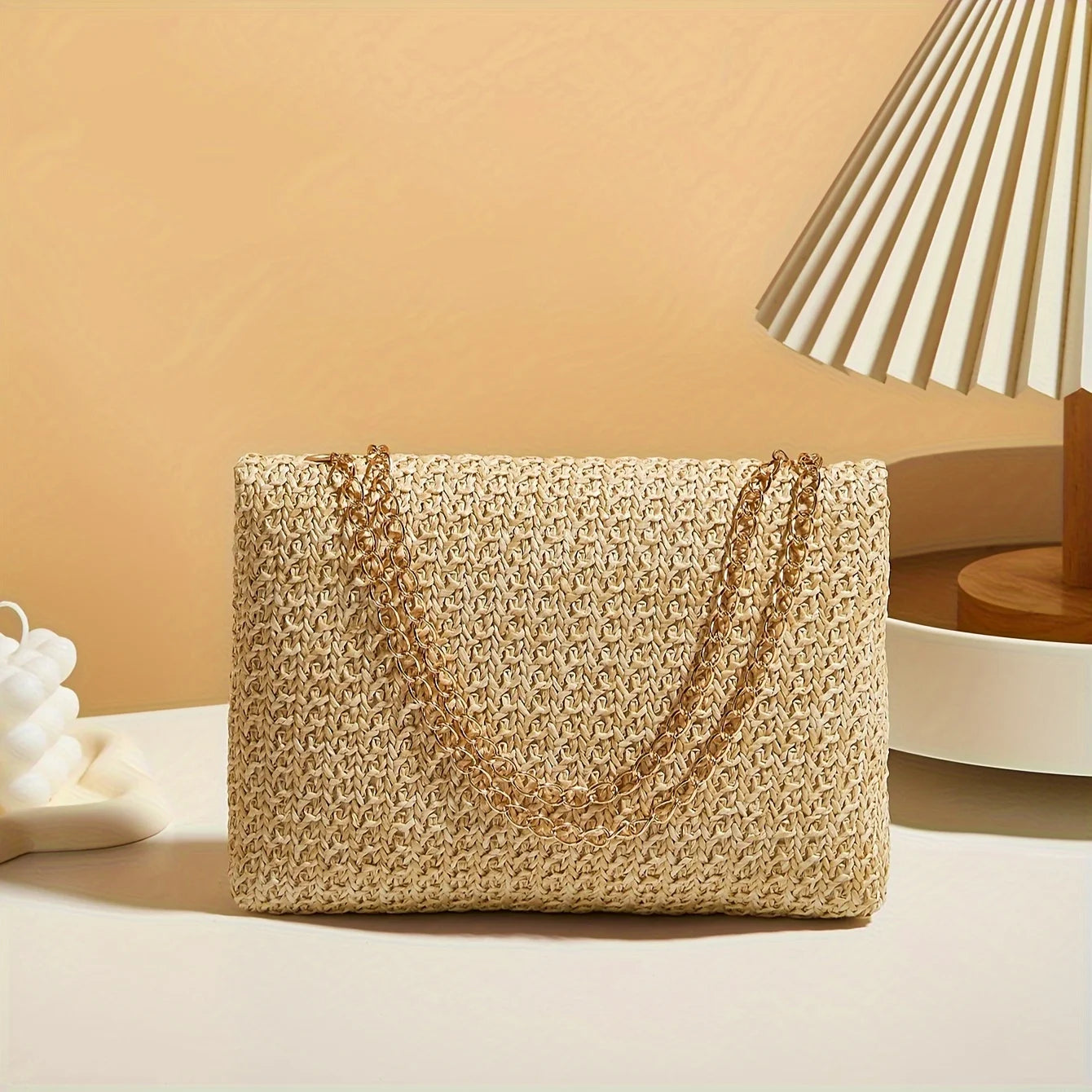 Sac à Main Femme Paille Femme Bandoulière - Sac Crossbody Fermoir Décoratif Fashion