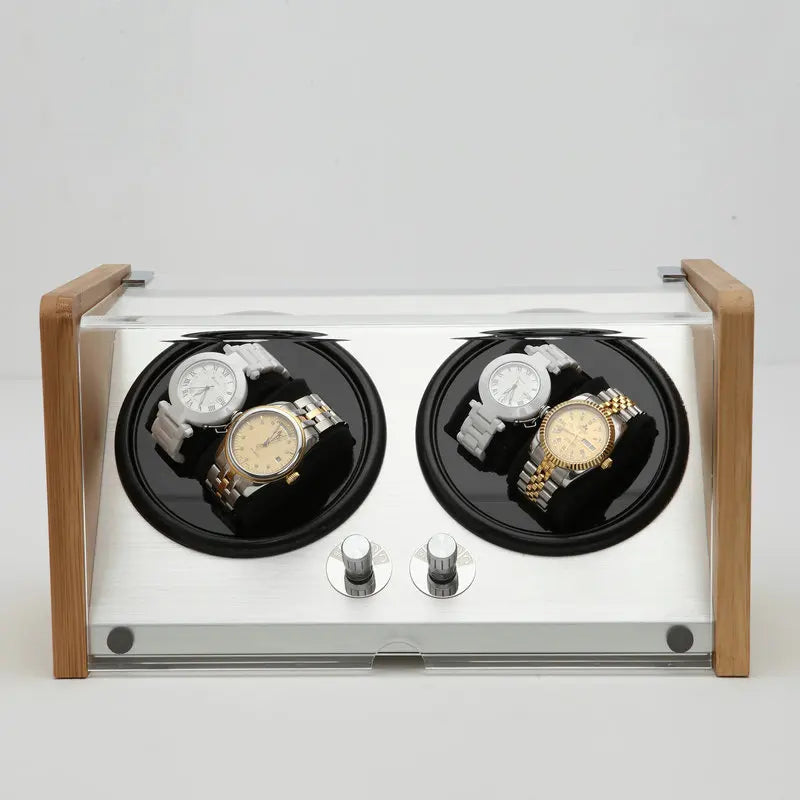 Remontoir à Montres Automatique Bois YPAY 4+0 - Silencieux - Bambou - Rotation - Luxe - Fibre Carbone