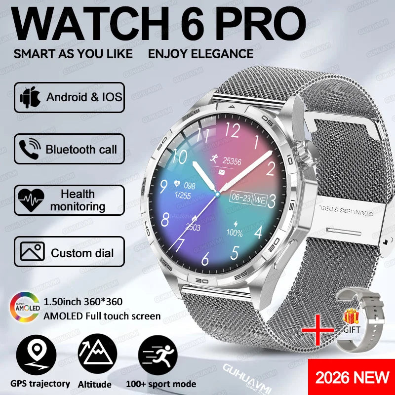 Montre Connectée Saphir 2026 GPS Homme Femme - Appels Bluetooth & Assistant Vocal