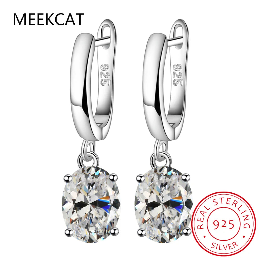 Boucles d'Oreilles Femmes Pendantes Argent 925 Topaze Bleue - Bijou Femme Élégant