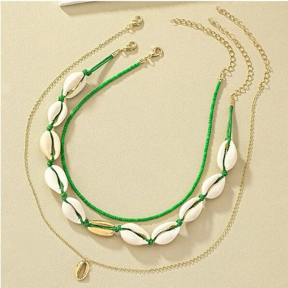 Collier Court Chaîne Perles Géométrique Bohème - Bijou Femme Tendance