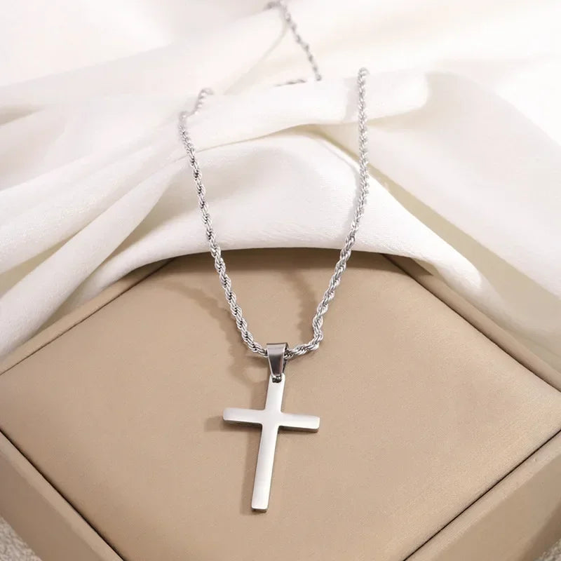 Collier Pendentif Croix Acier Inoxydable Mixte - Minimaliste Or Argent Homme Femme