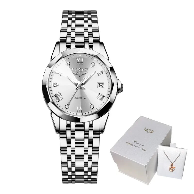 Montre Femme LIGE Élégante Ultra-Mince - Style Nordique Minimaliste Acier Inoxydable